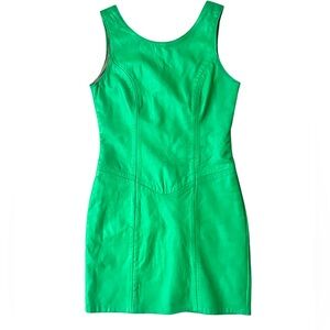 Vintage Kelly Green Leather Mini Dress SZ M